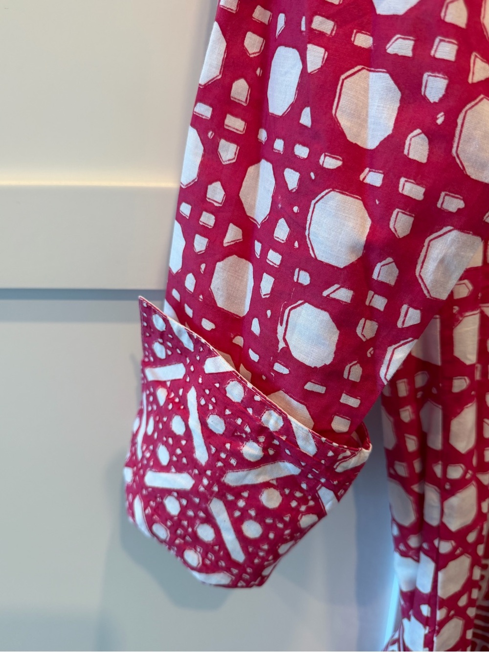 Sue Sartor Pink and White Button up Dress with Sash - Size Small - Picture 2 of 15